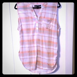 French Laundry Sleeveless Plaid Shirt